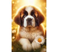 Saint Bernard Puppy face Notebook - Large 6 x 9 inches - 127 Pages