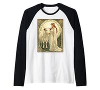 Saint Brigid of Ireland with White Cow Raglan Baseball Tee