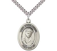Saint Carlo Acutis Medal Necklace - Men's Pewter Pendant with 24-Inch Light Chain and Gift Box - Patron Saint of the Internet & Youth - Made in USA, L, Pewter, No Gemstone
