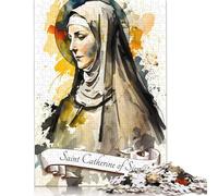 Saint Catherine of Siena 1000 Pieces Wooden Jigsaw Puzzles Unique Puzzle Creative Jigsaw Puzzles Gift for Adults,Family Game Challenge Activity 1000pcs (75x50cm)