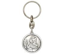 Saint Christopher and Our Lady of Fatima Keychain with Saint Christopher Prayer Card | Great Catholic Gift for Confirmation | Sturdy Silver-Tone Metal | Patron Saint of Travel