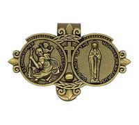 Saint Christopher and Our Lady of The Highway Visor Clip | Includes St. Christopher Prayer Card | Great Catholic Auto Décor for Cars, Vans, RVs, and Trucks | Travel Prayer