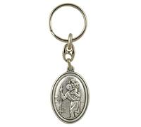 Saint Christopher Italian Silver OX Key Ring Chain, Excellent Craftsmanship and Made in the USA (760-61) by McVan, Inc.