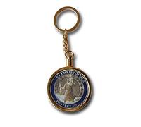 Saint Christopher Keychain Golden Locket Holy Patron of Motorists, Drivers and Travelers Medallion Christian Religious Token Coin Keyring Spiritual Gift