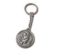 Saint Christopher Keychain Silver Locket Holy Patron of Motorists Drivers and Travelers Christian Religious Medallion Keyring Coin Token