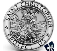 Saint Christopher Medal for Car, St Christopher Protect Us Visor Clip 2.36 Inch, New Driver Gifts Driving Safety Car Accessories for Women Men