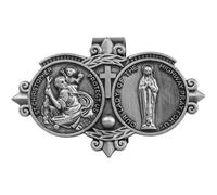 Saint Christopher Medal for Car Visor Clip, "Our Lady of The Highway Pray for Us" St Christopher Pendant, Stainless Steel Sun Visor Accessory, Bless Driving Safety Gift for New Drivers Teens Men Women