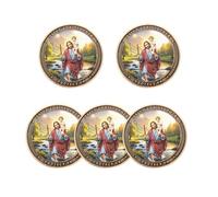 Saint Christopher Protection Medal for Safe Travel Driving, St. Christopher Challenge Coin Religious Prayer Pocket Token for Traveler Safe Journey Christian Gift (Pack of 5)