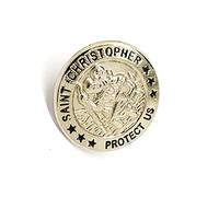 Saint Christopher St patron bachelor Protect Us Safe travel journey driver Metal Enamel Pin Badge Brooch