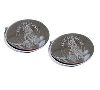 Saint Christopher Travellers Protector Engraved Oval Cufflinks in Silver Tone
