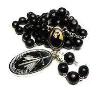 Saint Faustina Kowalska Mystic and Visionary True Relic Chaplet Apostle Divine of Mercy with Miraculous Medal Jesus I Trust in You Rosary Based Three O' Clock Prayer Poland Polish Novena (Black)