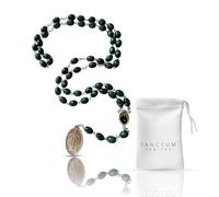 Saint Faustina Kowalska Mystic and Visionary True Relic Chaplet Apostle Divine of Mercy with Miraculous Medal Jesus I Trust in You Rosary Based Three O' Clock Prayer Poland Polish Novena (Green)