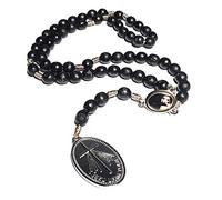 Saint Faustina Kowalska Véritable Chapelet Relique Apôtre Divine de la Mercure Miraculeuse Médaille Jesus I Trust in You Chaplet Trois O' Clock Prière Pologne Neuvaine Noir sur le cordon