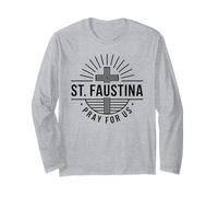 Saint Faustina Pray for Us Catholic Cross Long Sleeve T-Shirt