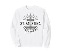 Saint Faustina Pray For Us Catholic Cross Sweatshirt