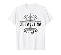 Saint Faustina Pray for Us Catholic Cross T-Shirt