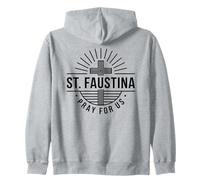Saint Faustina Pray For Us Catholic Cross Zip Hoodie