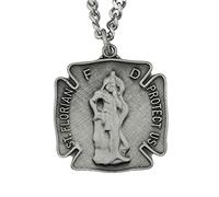 Saint Florian Medal and Chain with Firefighter's Prayer Card | Patron Saint of Firefighters, Chimney Sweeps, and Soapmakers | Great Catholic Gift for Firefighters | Made in Italy