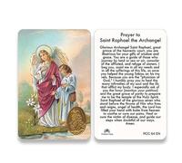 Saint Francis Cromo St. Raphael the Archangel Prayer Card, Wallet Size, Religious Theme, Gold Embossed, Made in Italy
