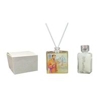 Saint Francis of Assisi Square Glass Perfumer - Sacred with Gold Details in Gift Box, Wedding Favours, Baptism, Communion, Confirmation, Graduation, Anniversaries and Useful Gifts