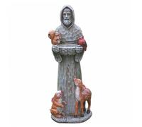 Saint Francis of Assisi Statue 11.8 Inch Tall Spiritual Bird Feeder with Squirrels Birds Deer Blessing Resin Saint Francis of Assisi Lawn Patio Decor Religious Statues Bird Feeders for Outdoors Saint