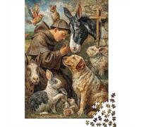 Saint Francis of Assisi with Animals Jigsaw Puzzles Puzzle for Adults Kids. 1000 Pieces Whimsical Challenge Toy Educational Games Home Decoration for Educational Games Gifts 52x38cm/1000pcs
