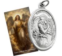 Saint Gabriel Archangel Medal with Prayer Card - 1" Silver Oxide Catholic Pendant, Pray For Us Reverse, USA Made Holy Card Included, Patron Saint of Communication, Messengers & Guidance- Religious