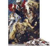 Saint George And Dragon Jigsaw Puzzles 1000 Pieces Jigsaw Creative Rectangular Large Family Puzzle Game Artwork for Adults 1000pcs (38x26cm)