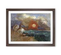 Saint George And The Dragon By Odilon Redon Classic Painting Framed Print | A4 Walnut Framed Wall Art | Ready to Hang | Classic Historical Picture | Living Room Bedroom Lounge Office