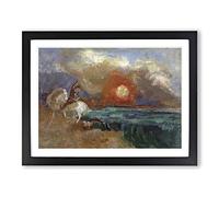 Saint George And The Dragon By Odilon Redon Classic Painting Framed Wall Art Print, Ready to Hang Picture for Living Room Bedroom Home Office Décor, Black A2 (64 x 46 cm)