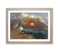 Saint George And The Dragon By Odilon Redon Classic Painting Framed Wall Art Print, Ready to Hang Picture for Living Room Bedroom Home Office Décor, Oak A2 (64 x 46 cm)