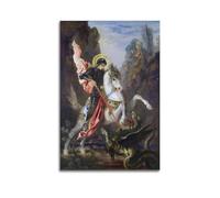 Saint George Slaying The Dragon In Oil Painting Style Decorative Painting Canvas Wall Posters And Modern Family Bedroom Decor 12x18inch(30x45cm)