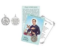 Saint Gerard Card - Saint Gerard Fertility Prayer Card with Affixed Medal, St Gerard Medal for Fertility Inspired Pendant, The Lord's Prayer Card - Saint Gerard Majella Prayer Card Set - 3 Items Total