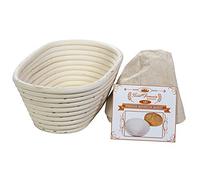 Saint Germain Bakery Premium Round Bread Banneton Basket with Liner - Perfect Brotform Proofing Basket for Making Beautiful Bread (10 inch Oval)