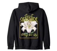 Saint Gertrude Lily of Purity Women's Faith Devotion Zip Hoodie