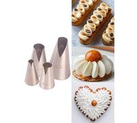 Saint Honore Piping Nozzles,Enhance Your Pastry Creations with V Wave Pastry Tips Nozzles,4 Pcs