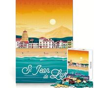 Saint Jean De Luz Poster Jigsaw Puzzles for Adults 1000 Memory Skill Serene Activity Clean Edges Fine Xmas Gift size 50x75cm