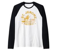 Saint Jerome and the Lion Catholic Saint Thorn in Paw Bible Raglan Baseball Tee