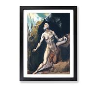 Saint Jerome By El Greco Classic Painting Framed Wall Art Print, Ready to Hang Picture for Living Room Bedroom Home Office Décor, Black A3 (34 x 46 cm)