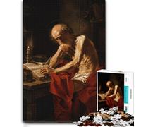 Saint Jerome Skull Candle Adult Wooden Puzzle | Colour and shape sorting - focused tabletop leisure at home.