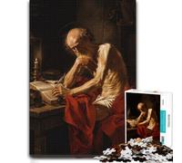 Saint Jerome Skull Candle Wooden Jigsaw 300 Pieces, Adult Puzzle | Adult Puzzle: screen-free tabletop leisure alone or together.