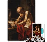 Saint Jerome Skull Candle Wooden Jigsaw Puzzle 500 Pieces, Family Activity | Image-area sorting - a simple way to organise the image at your own pace.