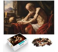 Saint Jerome Skull Candle Wooden Jigsaw Puzzle, Gift for Adults | Screen-free family activity with activity for family time at your own pace.