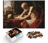 Saint Jerome Skull Candle Wooden Puzzle for Adults, 1000 Pieces | Adult Puzzle - indoor weekend activity in spare time.