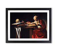 Saint Jerome Writing By Caravaggio Classic Painting Framed Wall Art Print, Ready to Hang Picture for Living Room Bedroom Home Office Décor, Black A2 (64 x 46 cm)