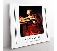Saint Jerome Writing By Caravaggio Exhibition Museum Classic Painting Canvas Wall Art Print Ready to Hang, Framed Picture for Living Room Bedroom Home Office Décor, 50x50 cm (20x20 Inch)