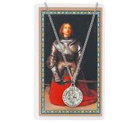 Saint Joan of Arc Pewter Medal Pendant with Prayer Card