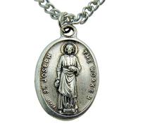Saint Joseph the Worker Patron Saint Medal 3/4 Inch Long with Stainless Steel Chain