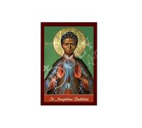 Saint Josephine icon, Handmade Greek Orthodox icon of St Josephine Margaret Bakhita, Byzantine Art Wall Hanging Wood Plaque, Religious Gift 7x10cm