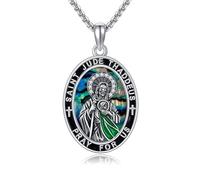 Saint Jude Necklace San Judas Tadeo Abalone Shell Pendant Christian Religious Amulet Catholic Medallions Jewellery s for Women Men